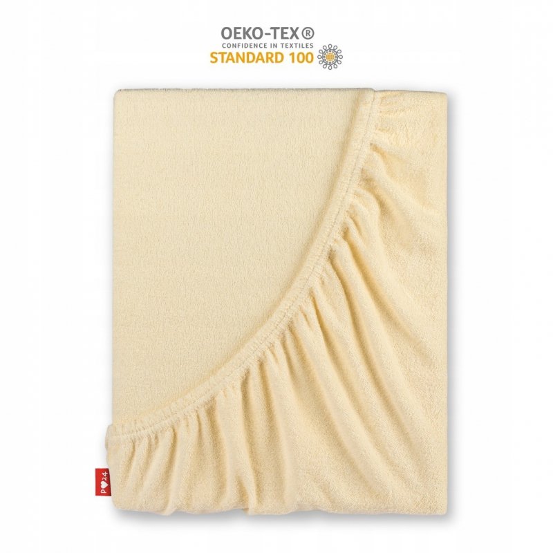 Prześcieradło Frotte z Gumką 120X200 Gruba Bawełna Bok 30 cm kość słoniowa