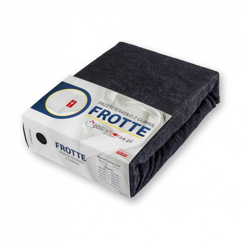 Prześcieradło Frotte z Gumką 160X200 Gruba Bawełna 200g Bok 30 cm czarny