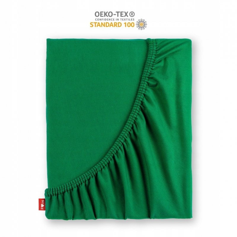 Prześcieradło Jersey z Gumką 140x200 Bawełna Bok 30 cm butelkowa zieleń