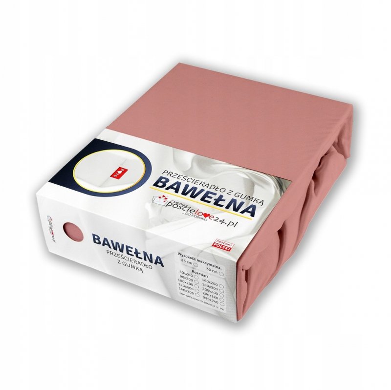 Prześcieradło 100x200 z Gumką GRUBA Bawełna Premium Bok 30 cm Paryski róż