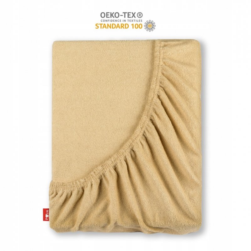 Prześcieradło Frotte z Gumką 100x200 Gruba Bawełna 200g Bok 30 cm beżowy
