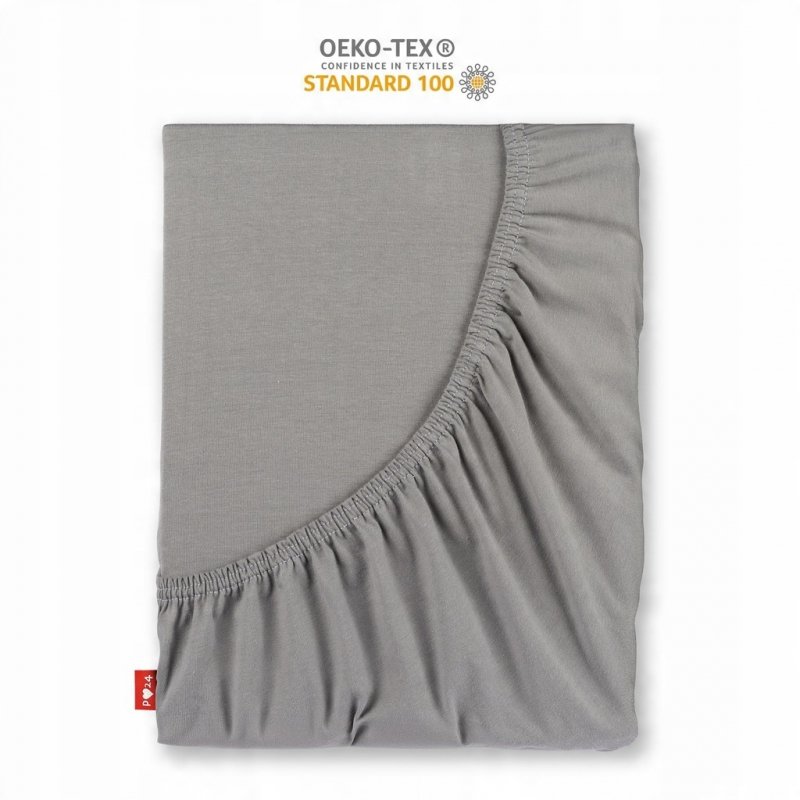 Prześcieradło Jersey z Gumką 160x200 Gruba Polska Bawełna Bok 30 cm stalowy