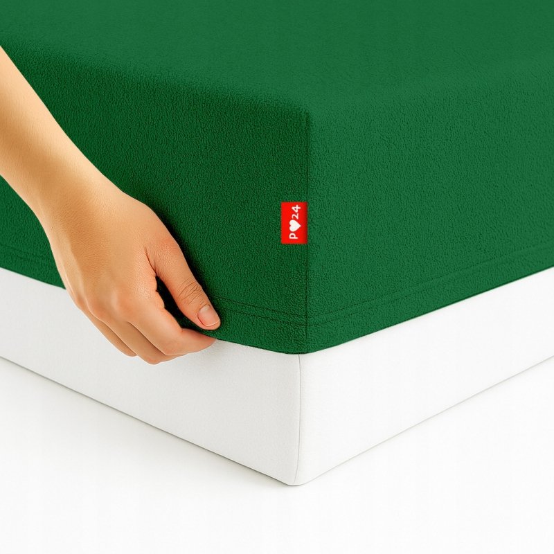 Prześcieradło Frotte z Gumką 140X200 Gruba Bawełna Bok 30 butelkowa zieleń