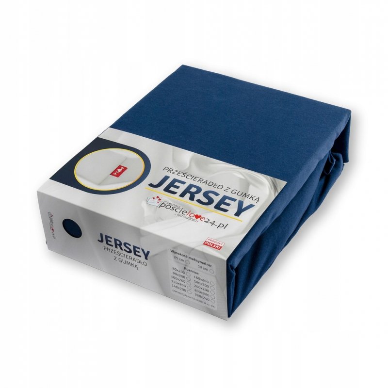 Prześcieradło Jersey z Gumką 160x200 Gruba Bawełna Bok 30 cm granatowy