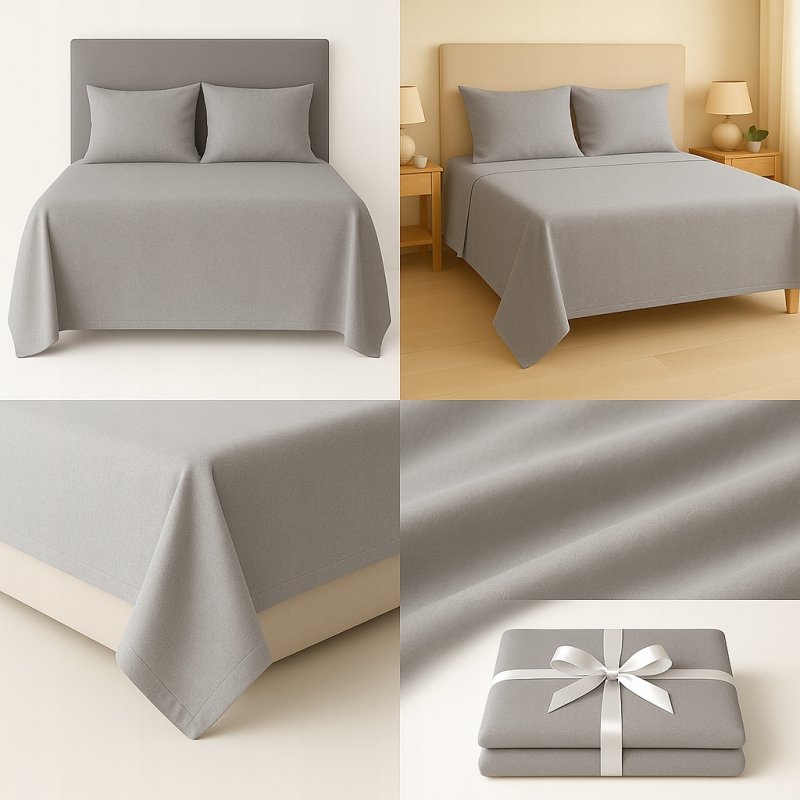 PRZEŚCIERADŁO FLANELOWE 160×200 100% BAWEŁNA POLSKA JAKOŚĆ KOLOR POPIELATY