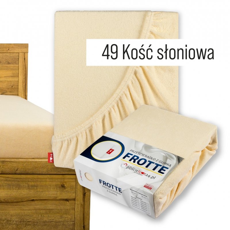 Prześcieradło Frotte z Gumką 80x200 Gruba Bawełna Bok 30 cm kość słoniowa