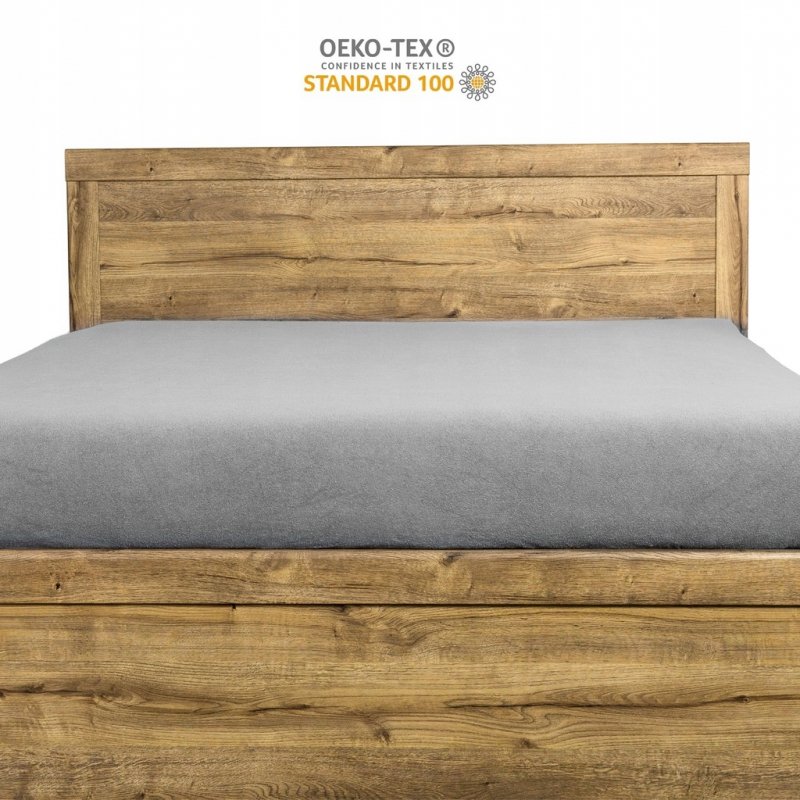 Prześcieradło Frotte z Gumką 220X240 Gruba Bawełna 200g Bok 30 cm stalowy