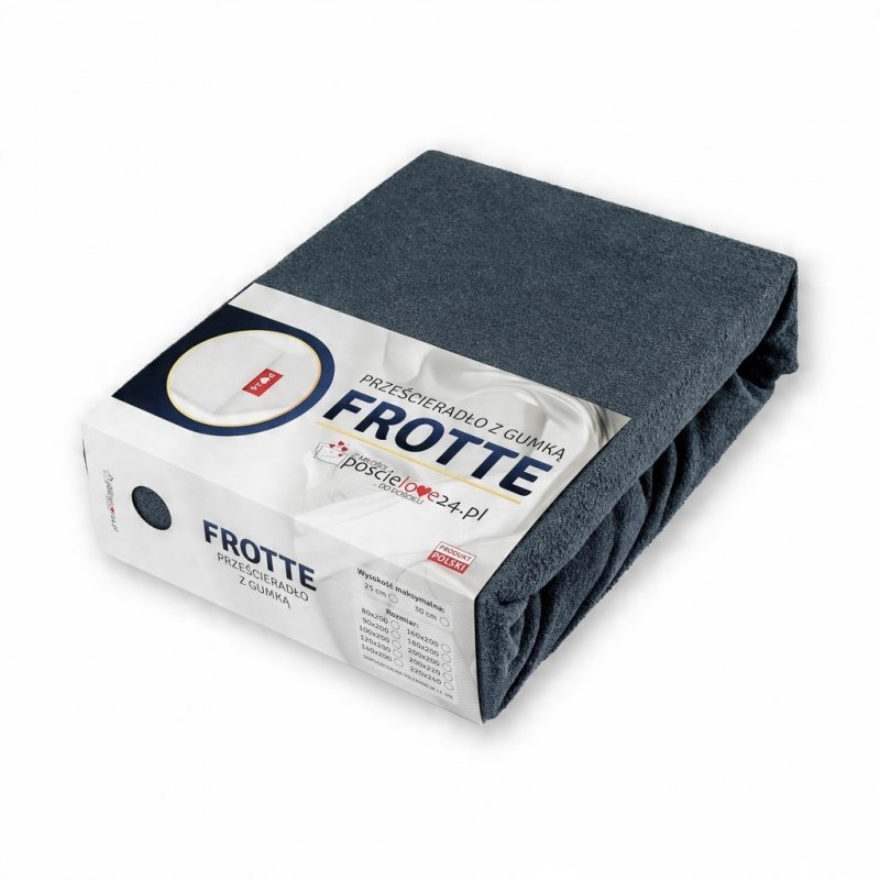 Prześcieradło Frotte z Gumką 80x200 Gruba Bawełna Bok 30 cm popiel ciemny