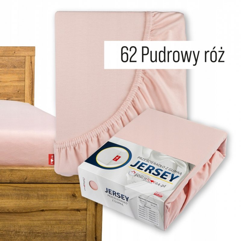 Prześcieradło Jersey z Gumką 90x200 Gruba Bawełna Bok 30 cm pudrowy róż