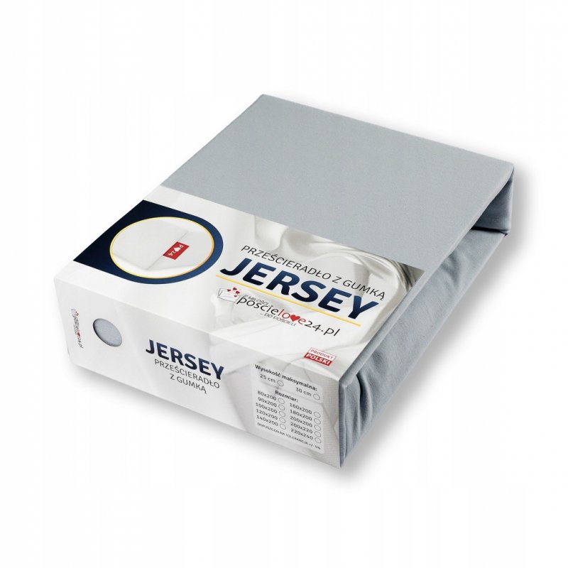 Prześcieradło Jersey z Gumką 200x220 Gruba Bawełna Bok 30 cm popielaty