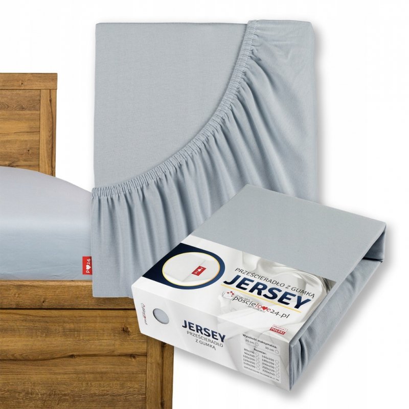 Prześcieradło Jersey z Gumką 200x200 Gruba Bawełna Bok 30 cm popielaty