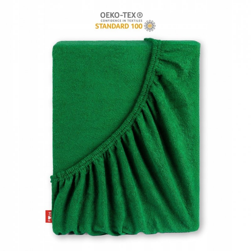Prześcieradło Frotte z Gumką 220X240 Gruba Bawełna Bok 30 butelkowa zieleń