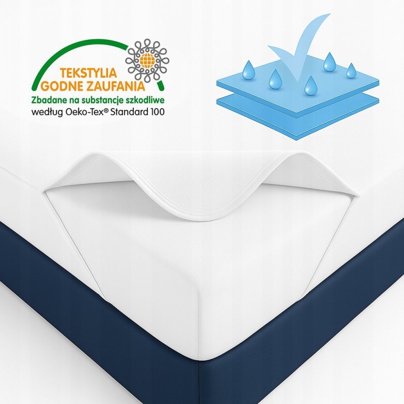 Ochraniacz na materac 80x180 BAWEŁNA WODOODPORNY 90C topper Z GUMKĄ POLSKI