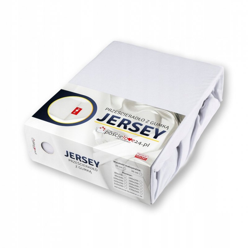 Prześcieradło Jersey z Gumką 200x200 Gruba Bawełna Czesana Bok 30 cm biały