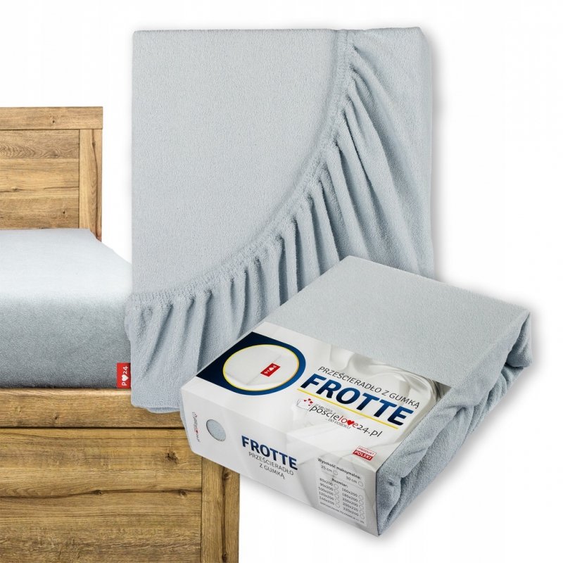 Prześcieradło Frotte z Gumką 200X200 Gruba Bawełna 200g Bok 30 cm popielaty