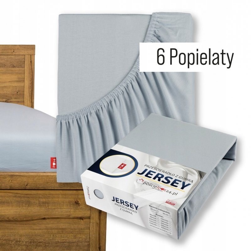 Prześcieradło Jersey z Gumką 90x200 Gruba Bawełna Bok 30 cm popielaty