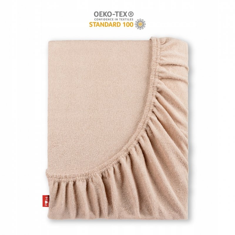Prześcieradło Frotte z Gumką 200X200 Gruba Bawełna 200g Bok 30 cm cafe