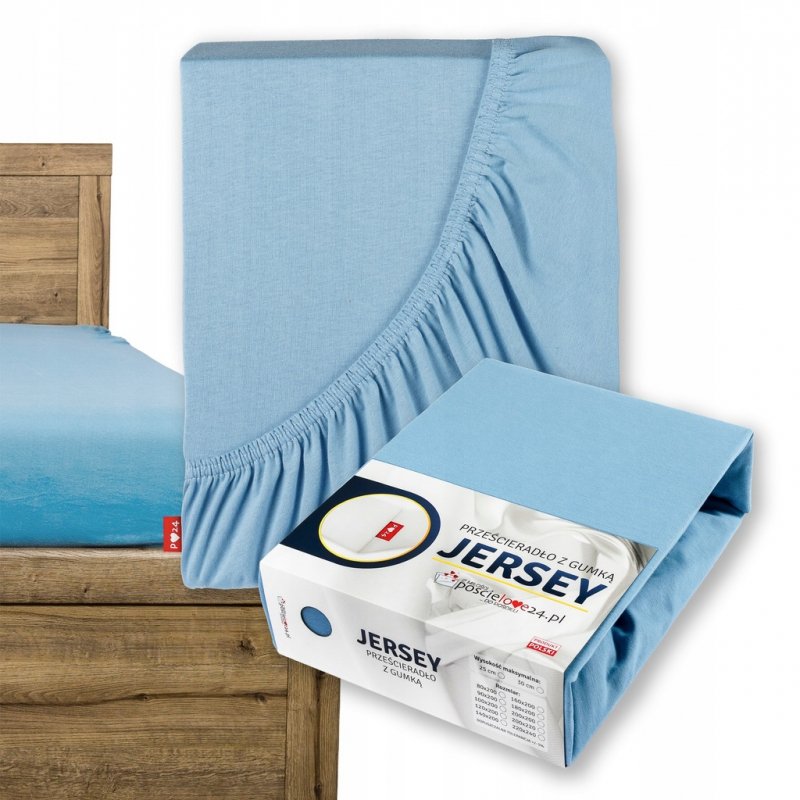 Prześcieradło Jersey z Gumką 100x200 Gruba Bawełna Bok 30 cm błękitny