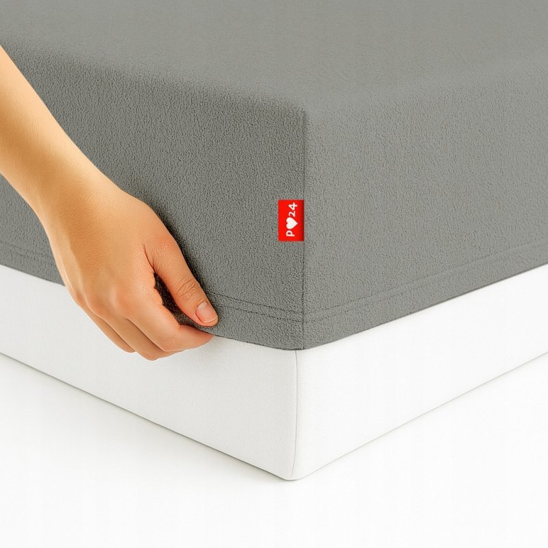 Prześcieradło Frotte z Gumką 80x200 Gruba Bawełna 200g Bok 30 cm stalowy