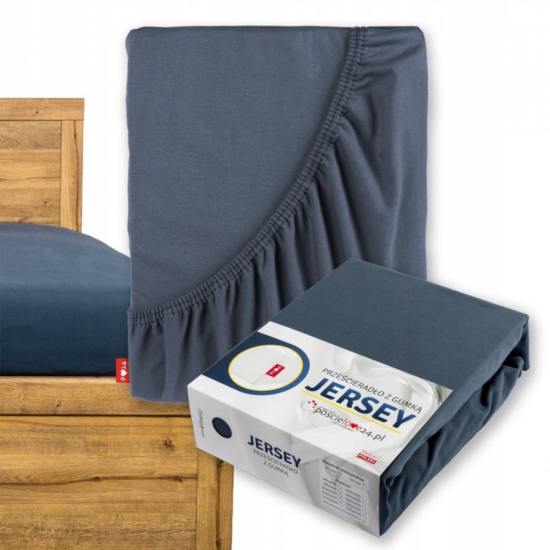 Prześcieradło Jersey z Gumką 80x200 Gruba Bawełna Bok 30 cm popiel ciemny