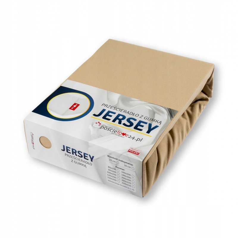 Prześcieradło Jersey z Gumką 100x200 Gruba Bawełna Czesana Bok 30 cm beżowy