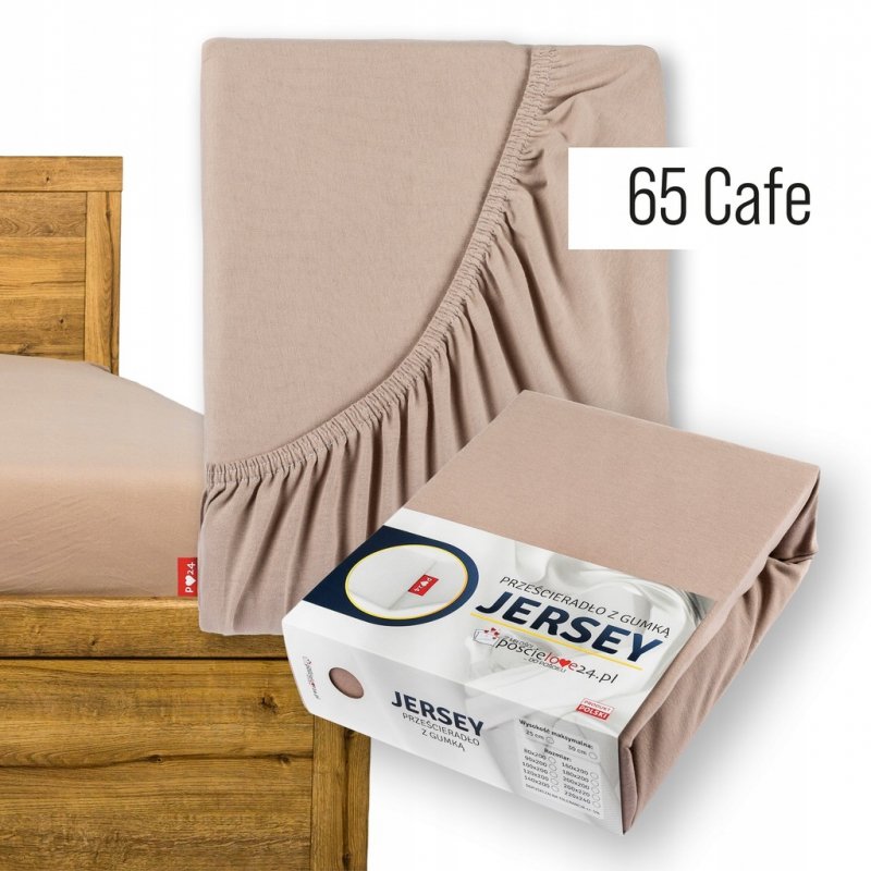 Prześcieradło Jersey z Gumką 100x200 Gruba Bawełna Czesana Bok 30 cm cafe