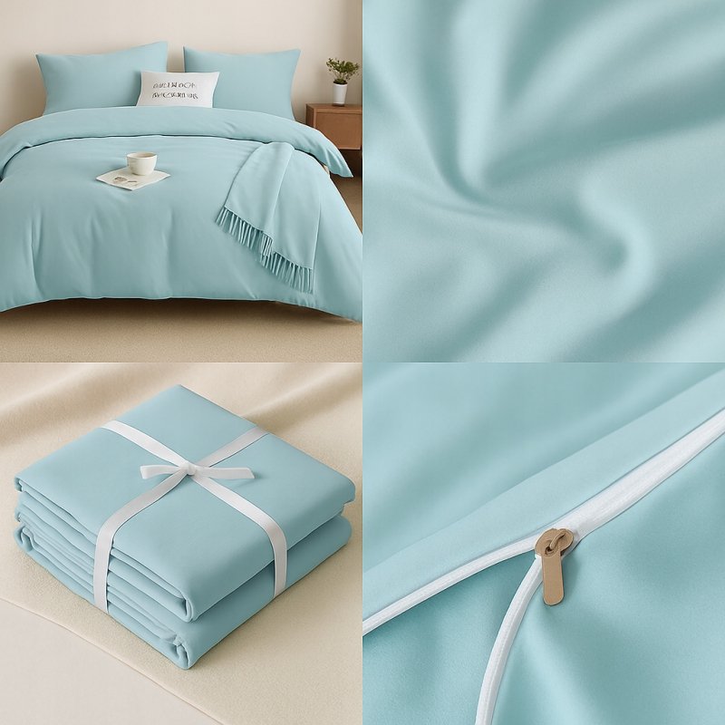 Pościel 200x220 Mikrofibra +2 Poszewki Komplet na Zamek – błękit