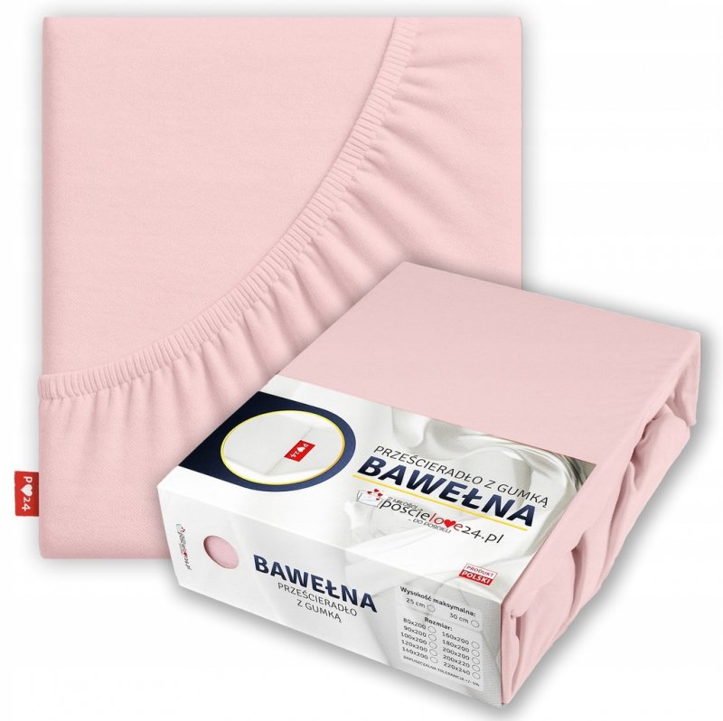 Prześcieradło 140x200 z Gumką GRUBA Bawełna Premium Bok 30 cm Pudrowy róż
