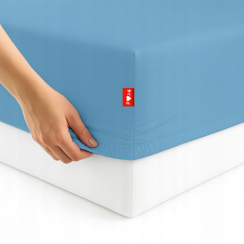 Prześcieradło 100x200 z Gumką GRUBA Bawełna Premium Bok 30 cm Błękitny