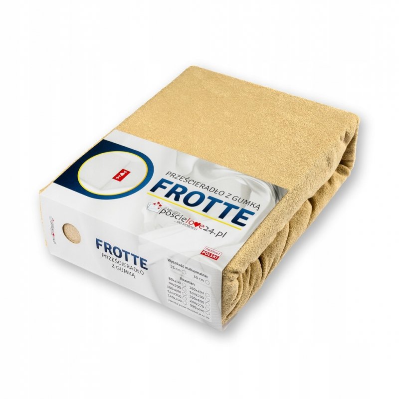 Prześcieradło Frotte z Gumką 200X220 Gruba Bawełna 200g Bok 30 cm beżowy