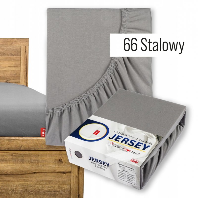 Prześcieradło Jersey z Gumką 200x220 Gruba Polska Bawełna Bok 30 cm stalowy