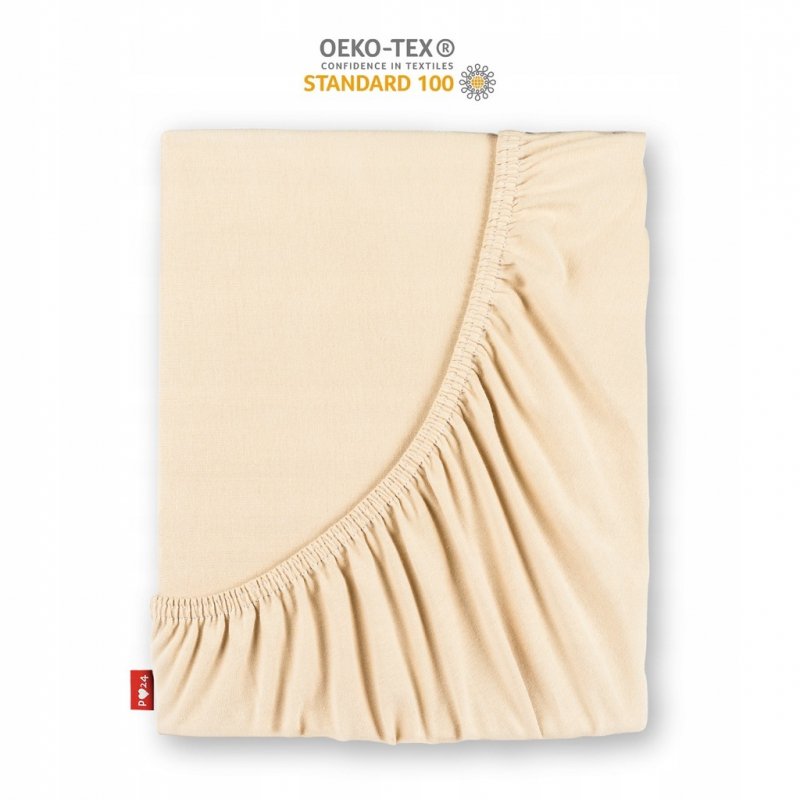 Prześcieradło Jersey z Gumką 220x240 Gruba Bawełna Bok 30 cm kość słoniowa