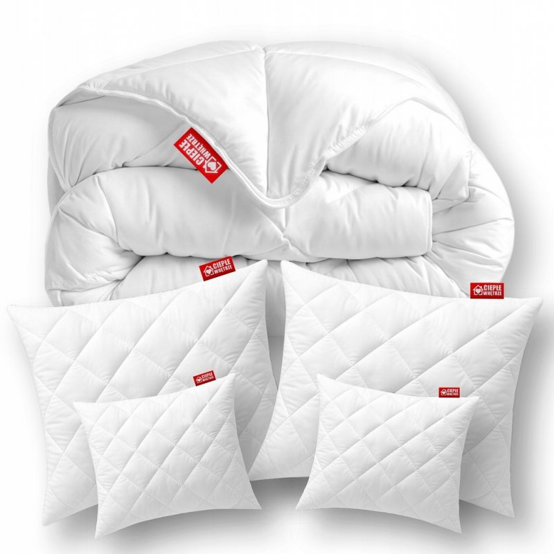 ZESTAW: KOŁDRA 160x200 + 2x PODUSZKA 70x80 + 2x JAŚKI ANTYALERGICZNY KOMPLET