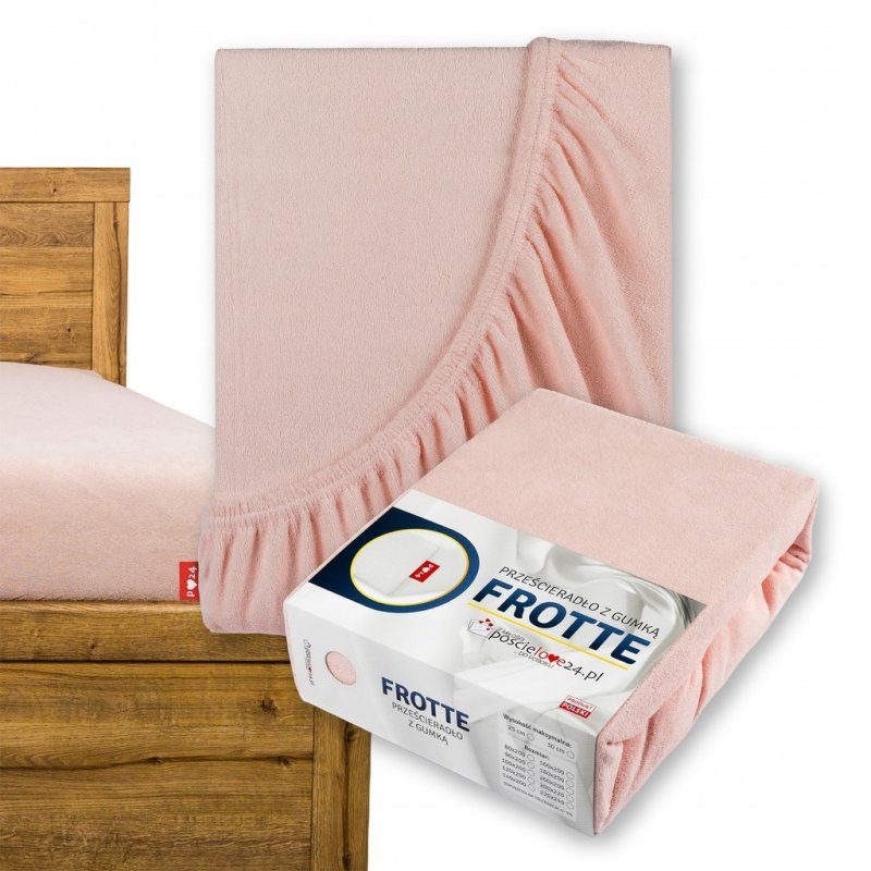 Prześcieradło Frotte z Gumką 90x200 Gruba Bawełna 200g Bok 30 pudrowy róż