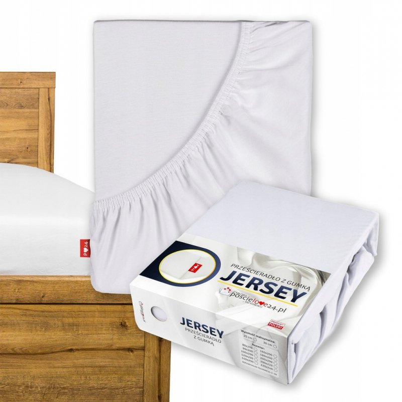 Prześcieradło Jersey z Gumką 90x200 Gruba Bawełna Czesana Bok 30 cm biały