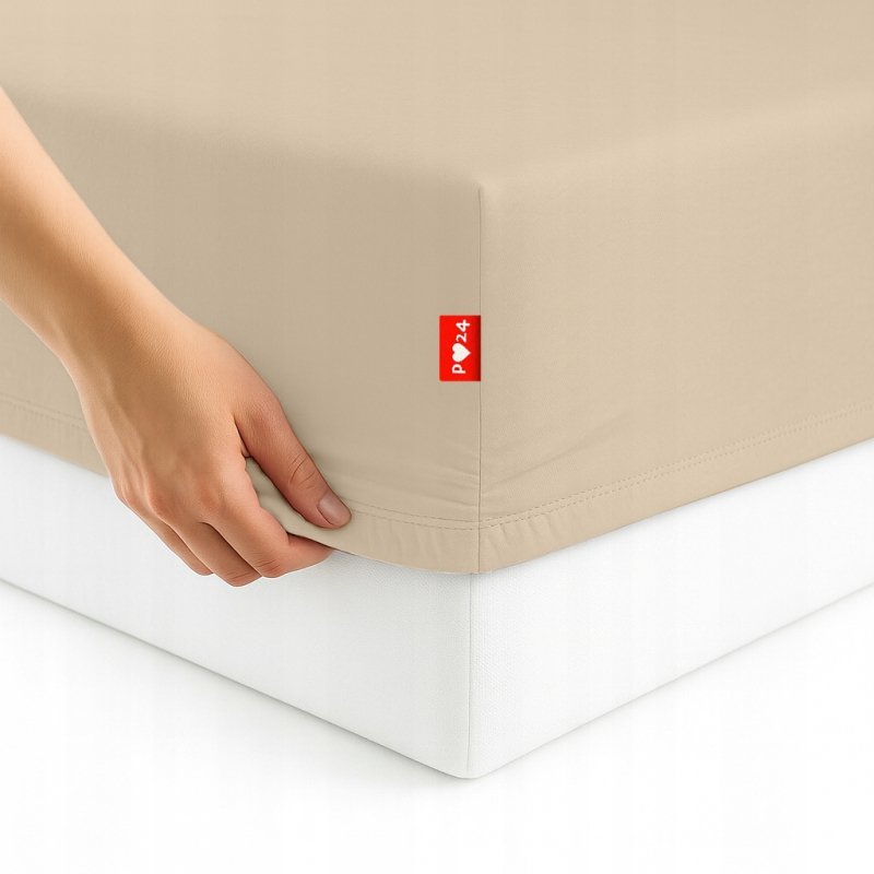 Prześcieradło Jersey z Gumką 90x200 Gruba Bawełna Bok 30 cm kość słoniowa