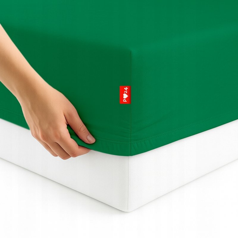 Prześcieradło 80x200 z Gumką GRUBA Bawełna Premium Bok 30 Butelkowa zieleń