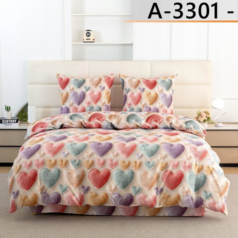 POŚCIEL 160x200 BAWEŁNA KOMPLET POŚCIELI BAWEŁNIANEJ + 2 POSZEWKI A-3301