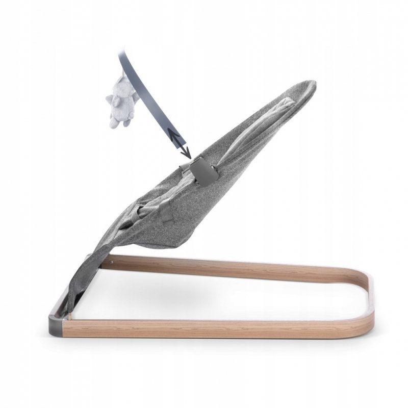 Leżaczek Bujaczek Neno Chiaro grafitowy z pałąkiem z zabawkami do 9 kg pasy