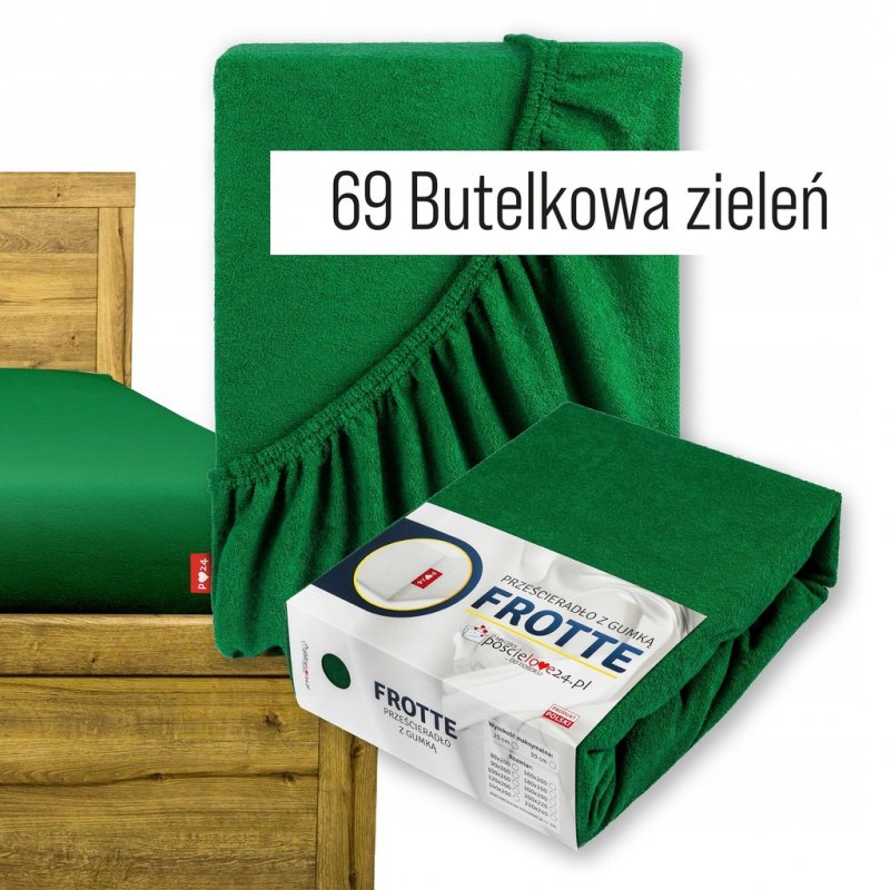 Prześcieradło Frotte z Gumką 120X200 Gruba Bawełna Bok 30 butelkowa zieleń