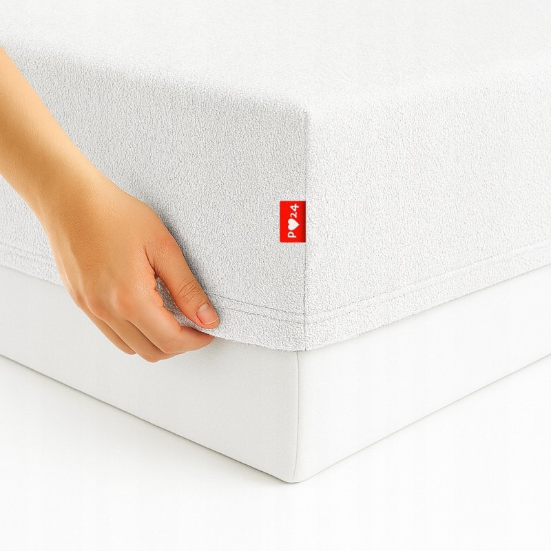 Prześcieradło Frotte z Gumką 160X200 Gruba Bawełna 200g Bok 30 cm biały