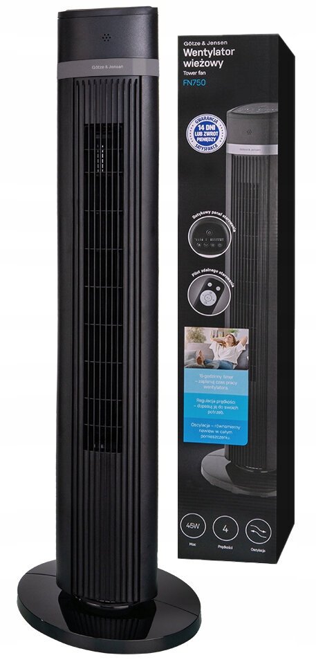 Wentylator kolumnowy Götze & Jensen FN750 czarny 45 W 4 poziomy mocy