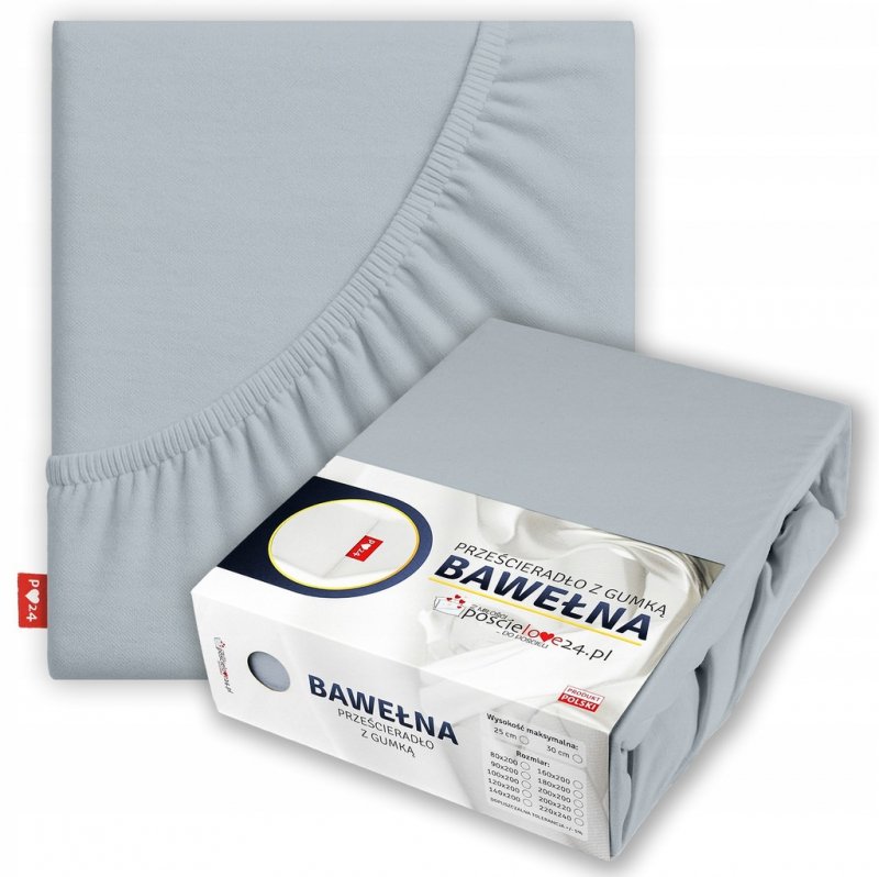 Prześcieradło 90x200 z Gumką GRUBA Bawełna Premium Bok 30 cm Popielaty