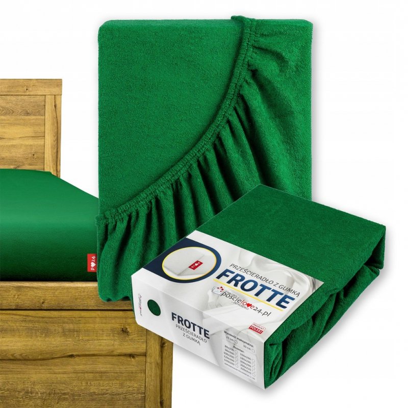 Prześcieradło Frotte z Gumką 90x200 Gruba Bawełna Bok 30 butelkowa zieleń