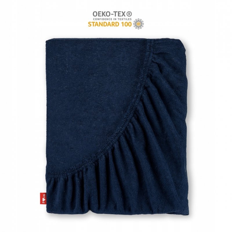 Prześcieradło Frotte z Gumką 140X200 Gruba Bawełna 200g Bok 30 cm granatowy