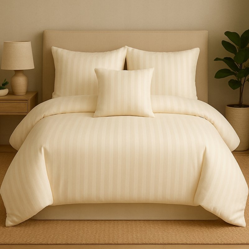 POŚCIEL 160x200 HOTELOWA 100% GRUBA BAWEŁNA SATYNOWA ADAMASZEK ECRU