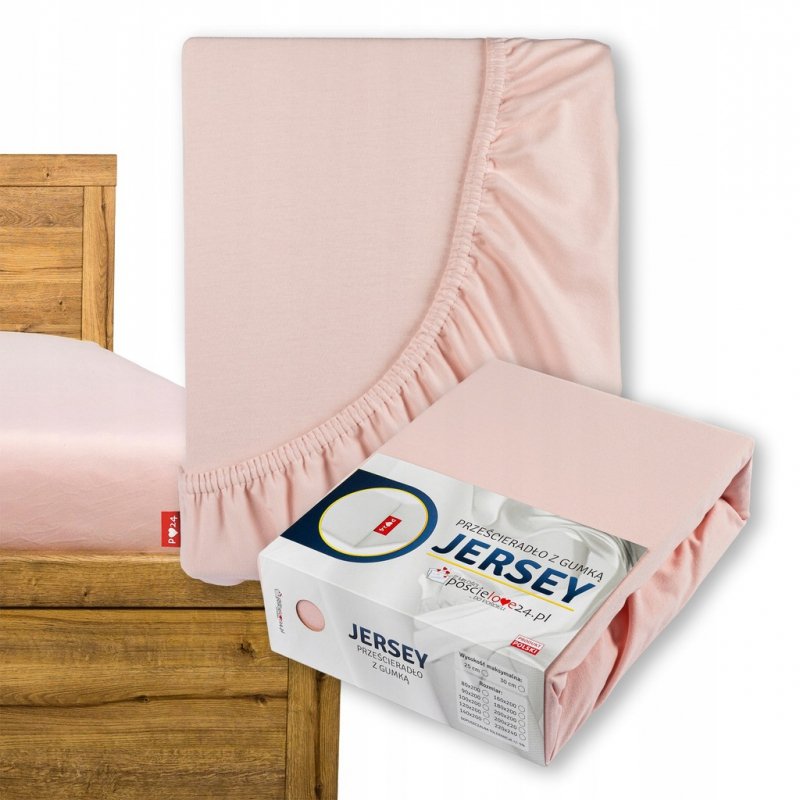 Prześcieradło Jersey z Gumką 90x200 Gruba Bawełna Bok 30 cm pudrowy róż