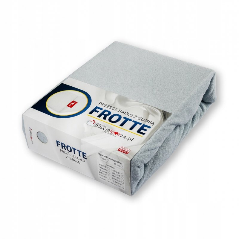 Prześcieradło Frotte z Gumką 220X240 Gruba Bawełna 200g Bok 30 cm popielaty