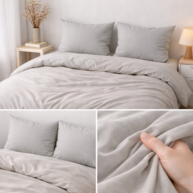 Pościel 200x220 + 2 Poszewki Komplet na Zamek – szary ciemny