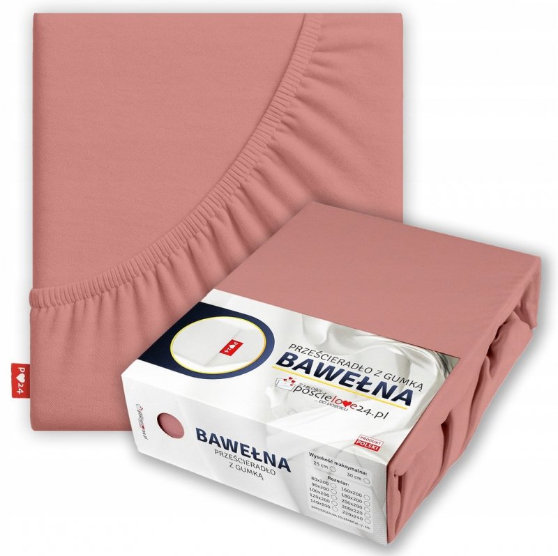 Prześcieradło 80x200 z Gumką GRUBA Bawełna Premium Bok 30 cm Paryski róż